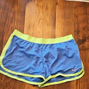 Nike Women's Blue and Yellow Running Shorts